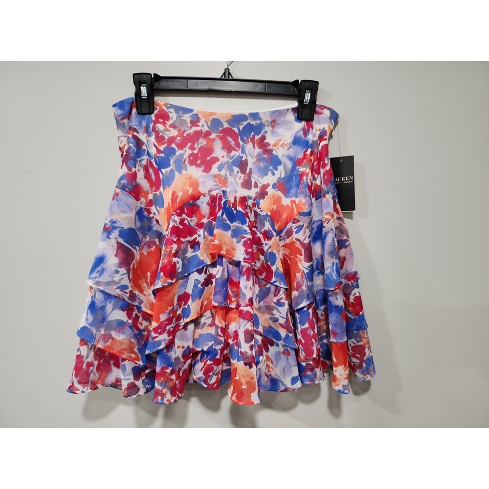 Lauren Ralph Lauren NWT Skirt Womens 6 Floral Tiered Miniskirt Lined Multicolor